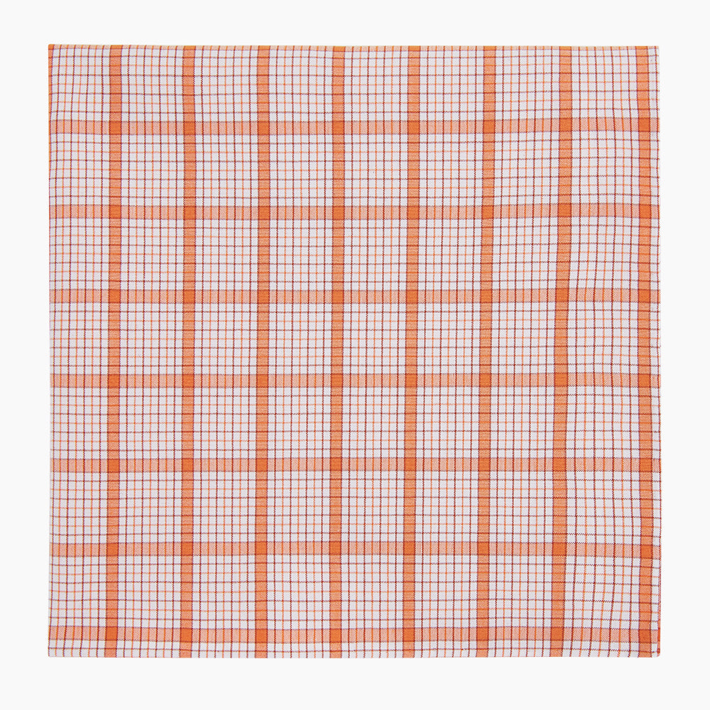 Image 4 of product Hand Rolled Orange Graph Overlay Check Handkerchief