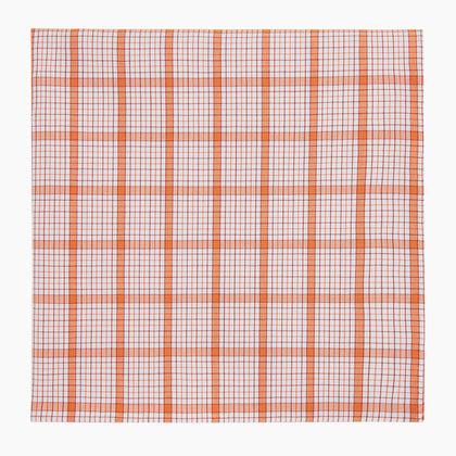 Hand Rolled Orange Graph Overlay Check Handkerchief Image 4