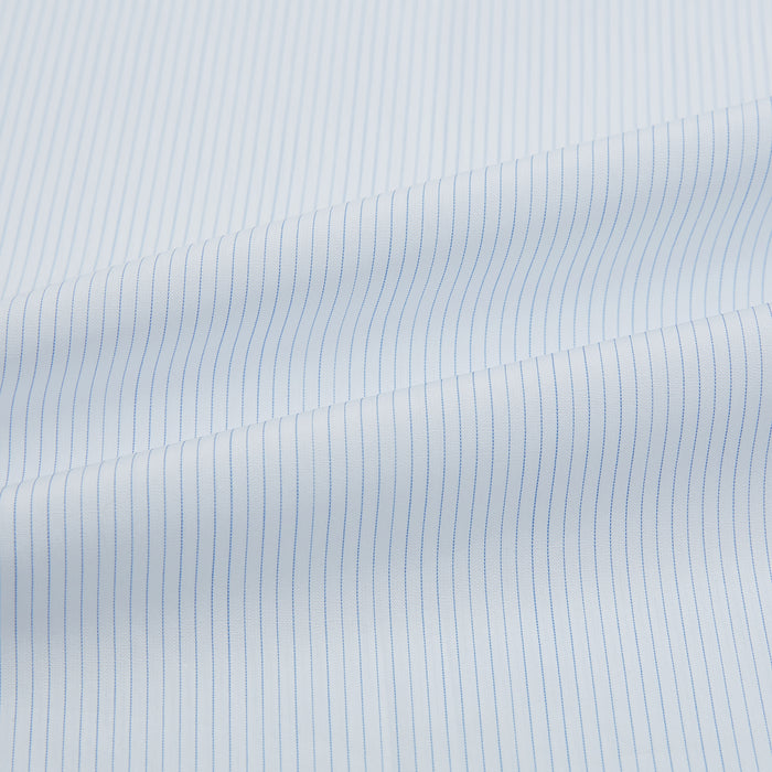 Blue and White Thin Stripe Shirt with T&A Collar and Double Cuffs Image 5