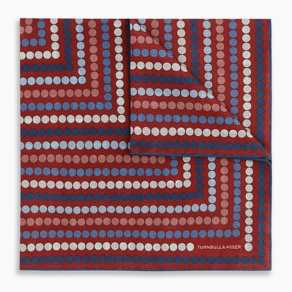 Red Dots and Floral Tile Double-Sided Silk Pocket Square Image 6