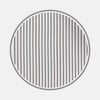 View 1 of product Close-up of Turnbull & Asser's Black Hairline Stripe Cotton Fabric, featuring evenly spaced thin black vertical stripes on white cotton, viewed through a circular frame against a light gray background.