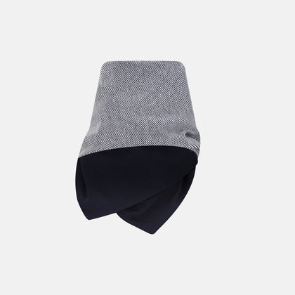 Navy Herringbone Silk and Linen Neck Warmer