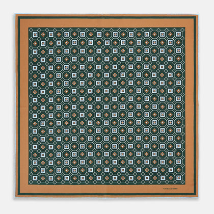 Forest Green Floral Tile Silk Pocket Square Image 3