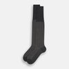 View 2 of product A single Grey Motif Long Sock by Turnbull & Asser, featuring a subtle pattern, is displayed on a plain white background.