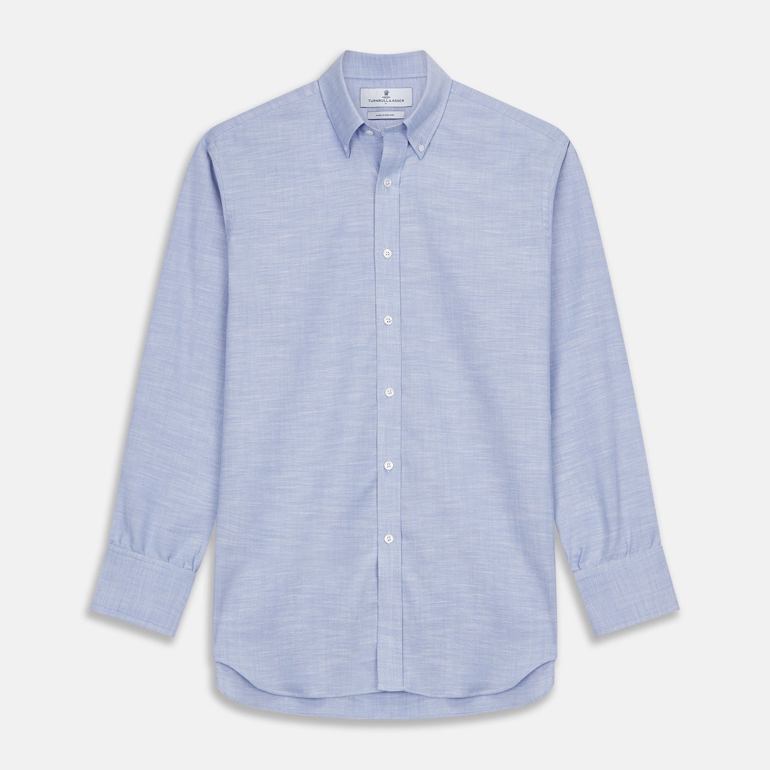 Image 1 of product Mid-Blue Chambray Weekend Fit Shirt with Dorset Collar and 1-Button Cuffs