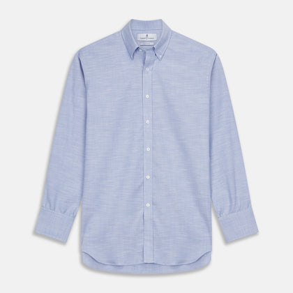 Mid-Blue Chambray Weekend Fit Shirt with Dorset Collar and 1-Button Cuffs
