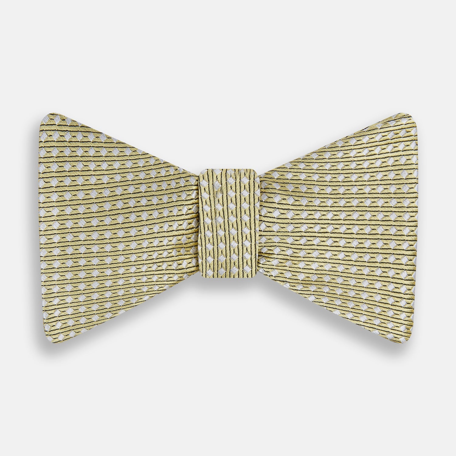 Image 1 of product Gold and White Square Silk Bow Tie