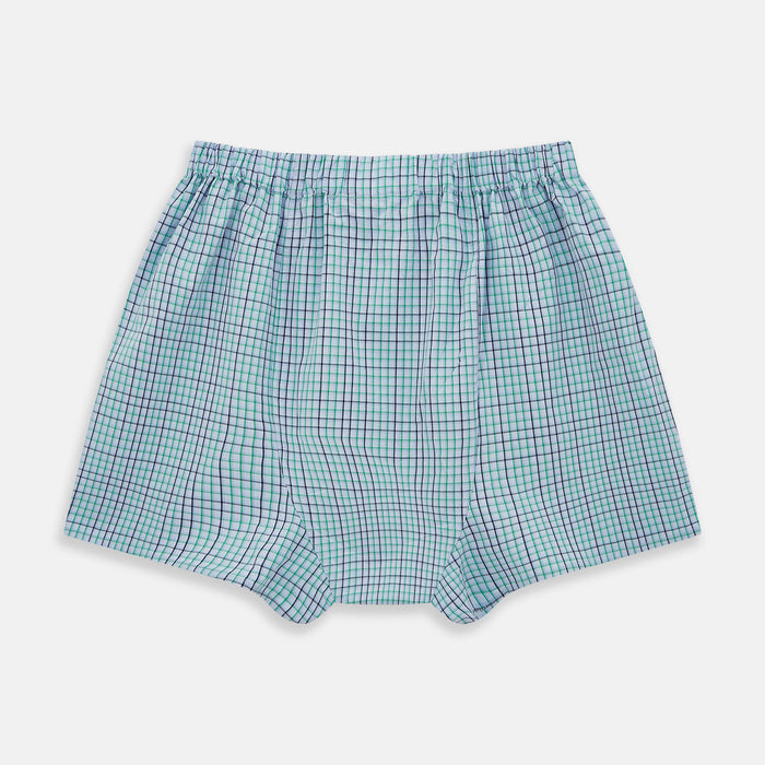 Pale Blue And Green  Multi Check Godfrey Boxer Shorts Image 1