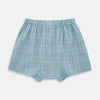 View 5 of product The Pale Blue And Green Multi Check Godfrey Boxer Shorts by Turnbull & Asser feature Italian cotton, an elastic waistband, and a grid of multicolored checks. These luxury men's boxers are shown laid flat on a white background.