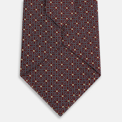 Burgundy Geometric Silk Tie Image 2