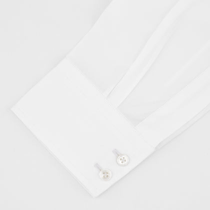 Tailored Fit Two-Fold 120 White Cotton Shirt with Kent Collar and 2-Button Cuffs