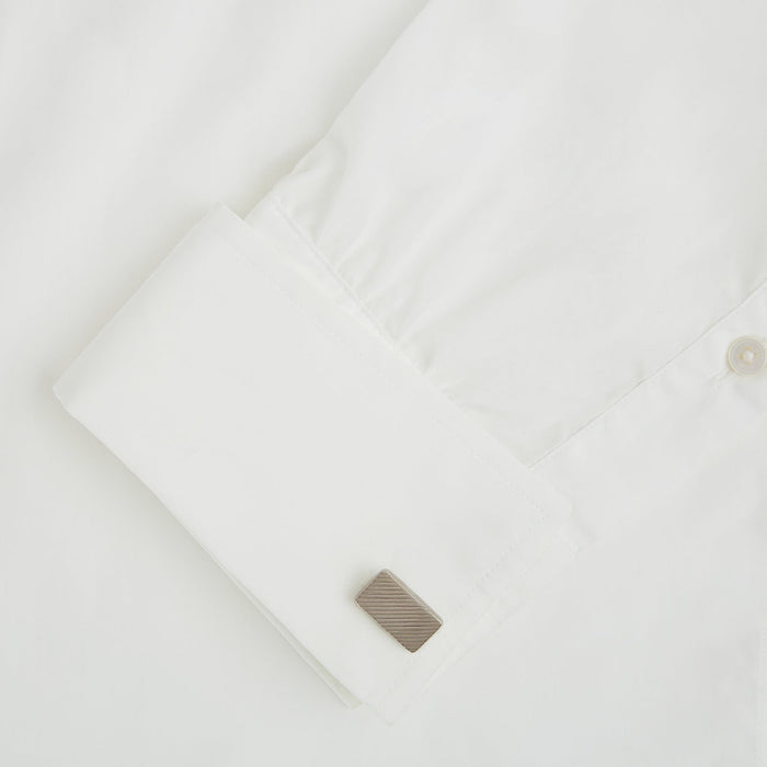 Silver Diagonal Striped Rectangular Cufflinks Image 2