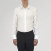 Tailored Fit Two-Fold 120 White Cotton Shirt with Kent Collar and Double Cuffs