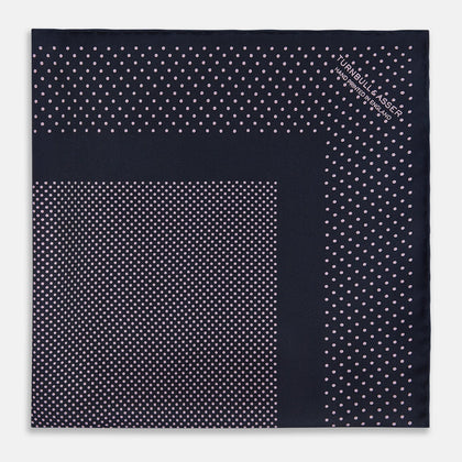 Navy and Lilac Dot Silk Pocket Square Image 3