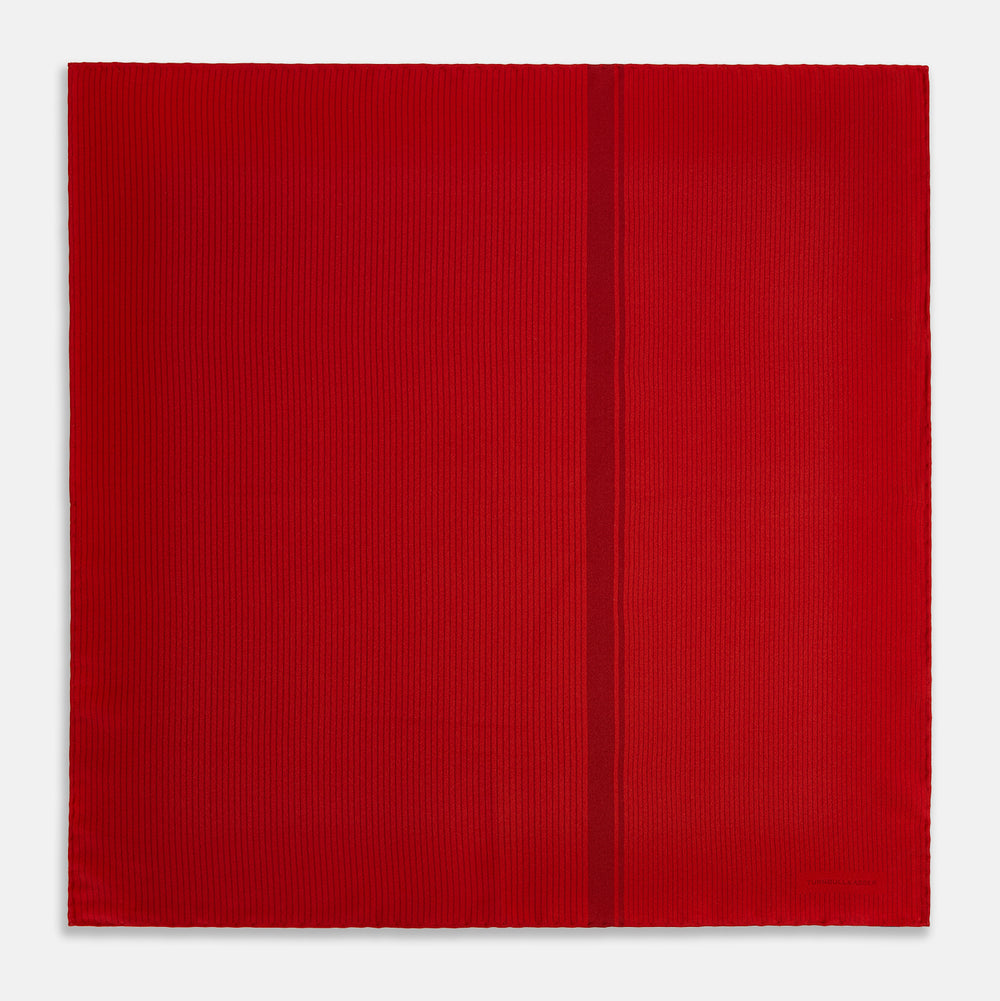 Red and Burgundy Stripe Silk Pocket Square