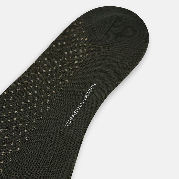 Forest Green Motif Long Socks Image 2