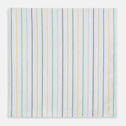 Yellow Multi Double Pinstripe Hand-Rolled Handkerchief Image 2