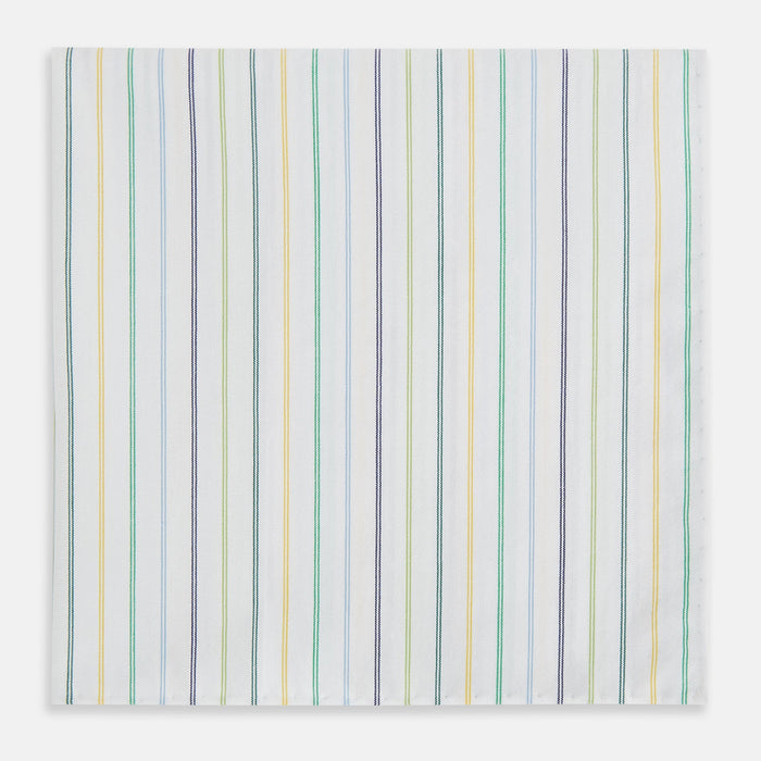 Yellow Multi Double Pinstripe Hand-Rolled Handkerchief Image 2