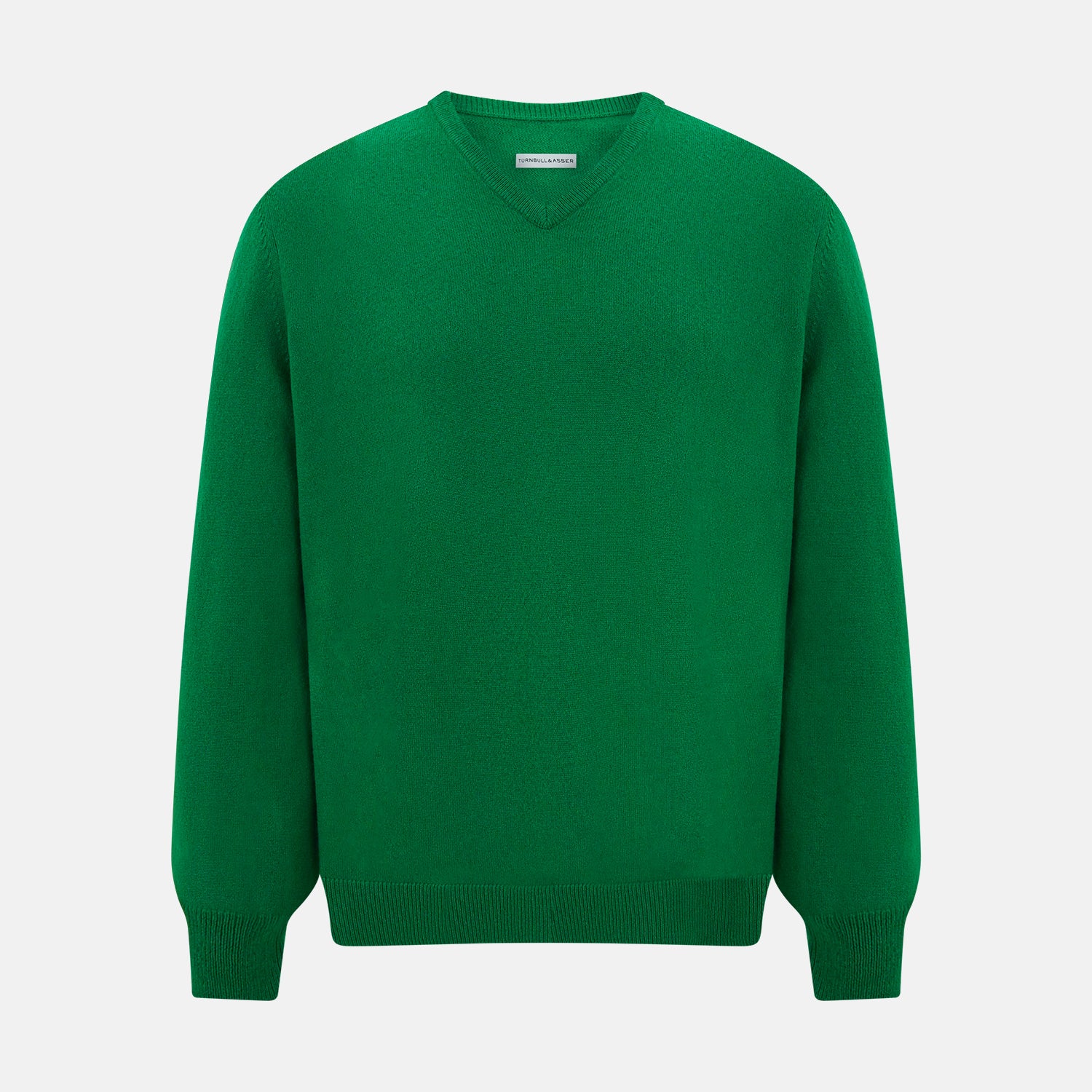 Grass Green Cashmere V-neck Jumper