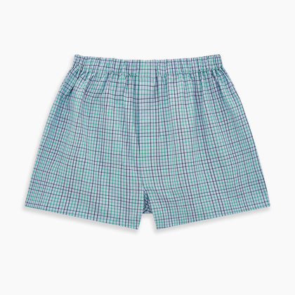 Pale Blue And Green  Multi Check Godfrey Boxer Shorts Image 5