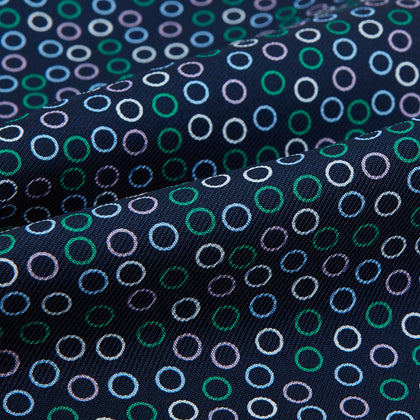 Multicoloured Dark Navy Circle Silk Cravat Image 3