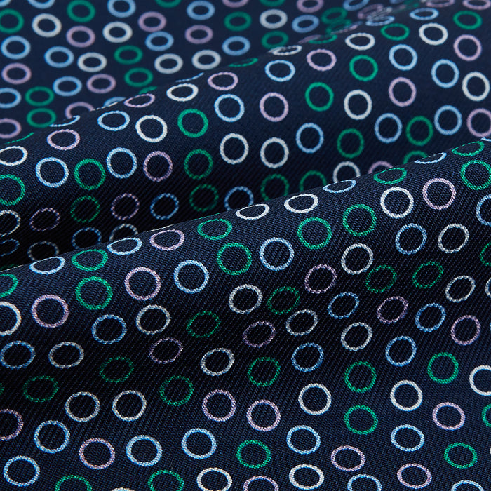 Multicoloured Dark Navy Circle Silk Cravat Image 3