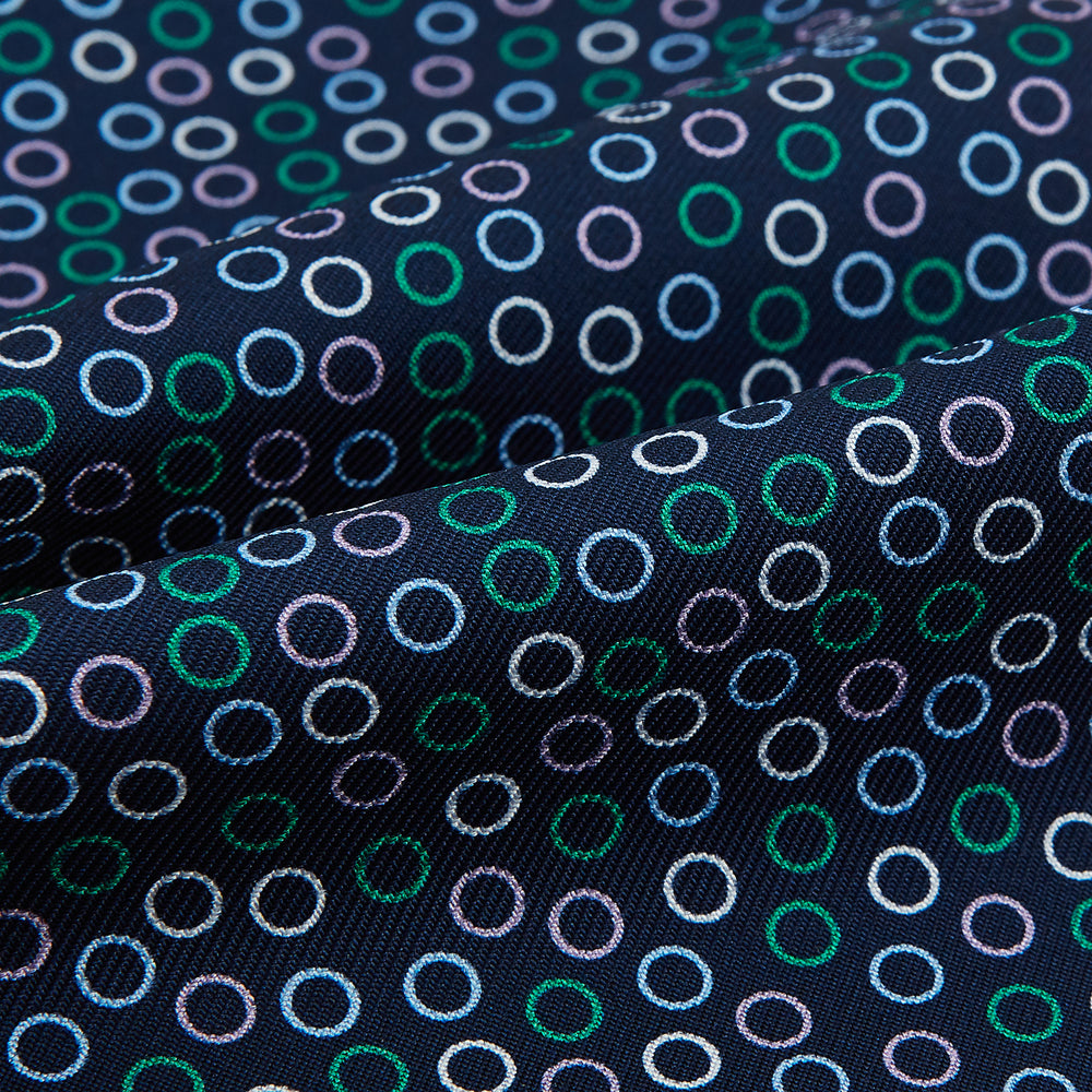 Multicoloured Dark Navy Circle Silk Cravat