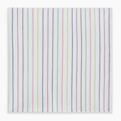 Green Multi Double Pinstripe Hand-Rolled Handkerchief Image 3