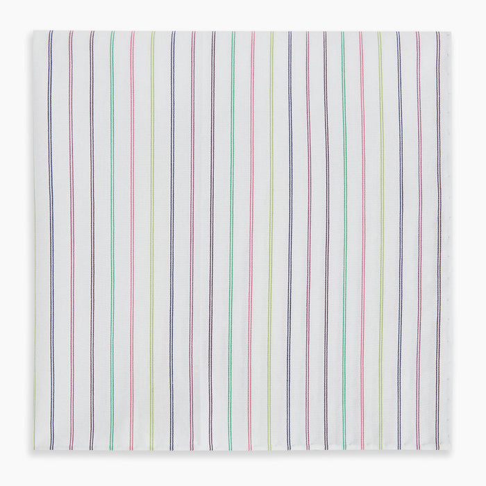 Green Multi Double Pinstripe Hand-Rolled Handkerchief Image 3