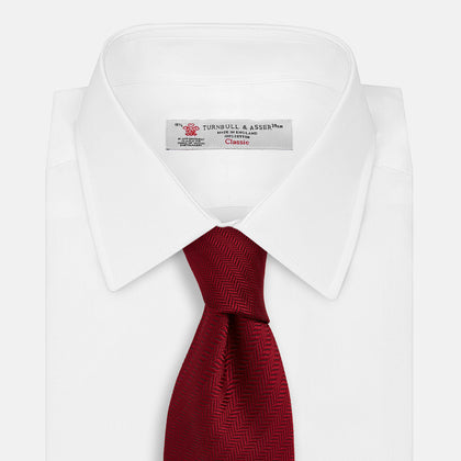 PLAIN HERRINGBONE BURGUNDY TIE