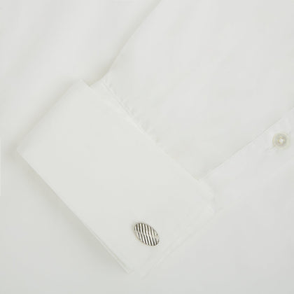 Silver Striped Oval Cufflinks Image 2