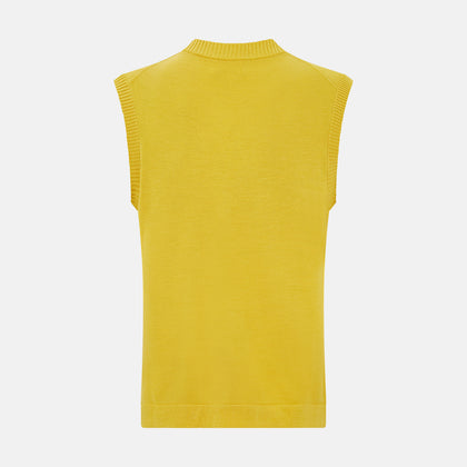 Canary Yellow Fine Merino V-Neck Vest Image 2