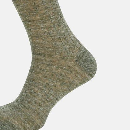 Forest Green Linen Mid-Length Socks Image 3