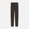 View 1 of product A pair of moss green Henry B trousers by Turnbull & Asser, crafted from Italian cotton with a straight-leg cut, belt loops, and a flat front, displayed against a plain white background.