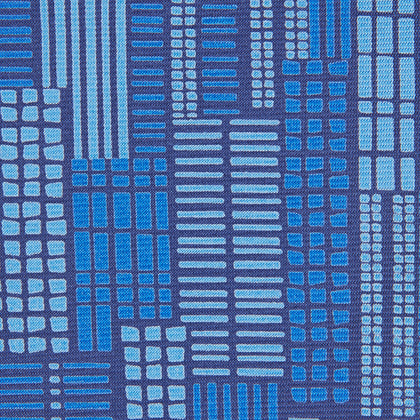 Blue Motif Printed Foulard Silk Tie