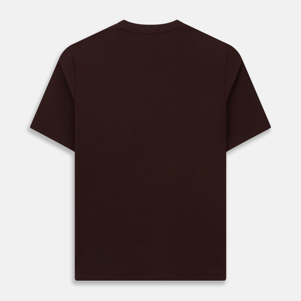 The Turnbull & Asser Burgundy Short-Sleeve T-shirt, featuring a crew neckline and clean design with no visible logos, is shown against a white background for a timeless and versatile look.