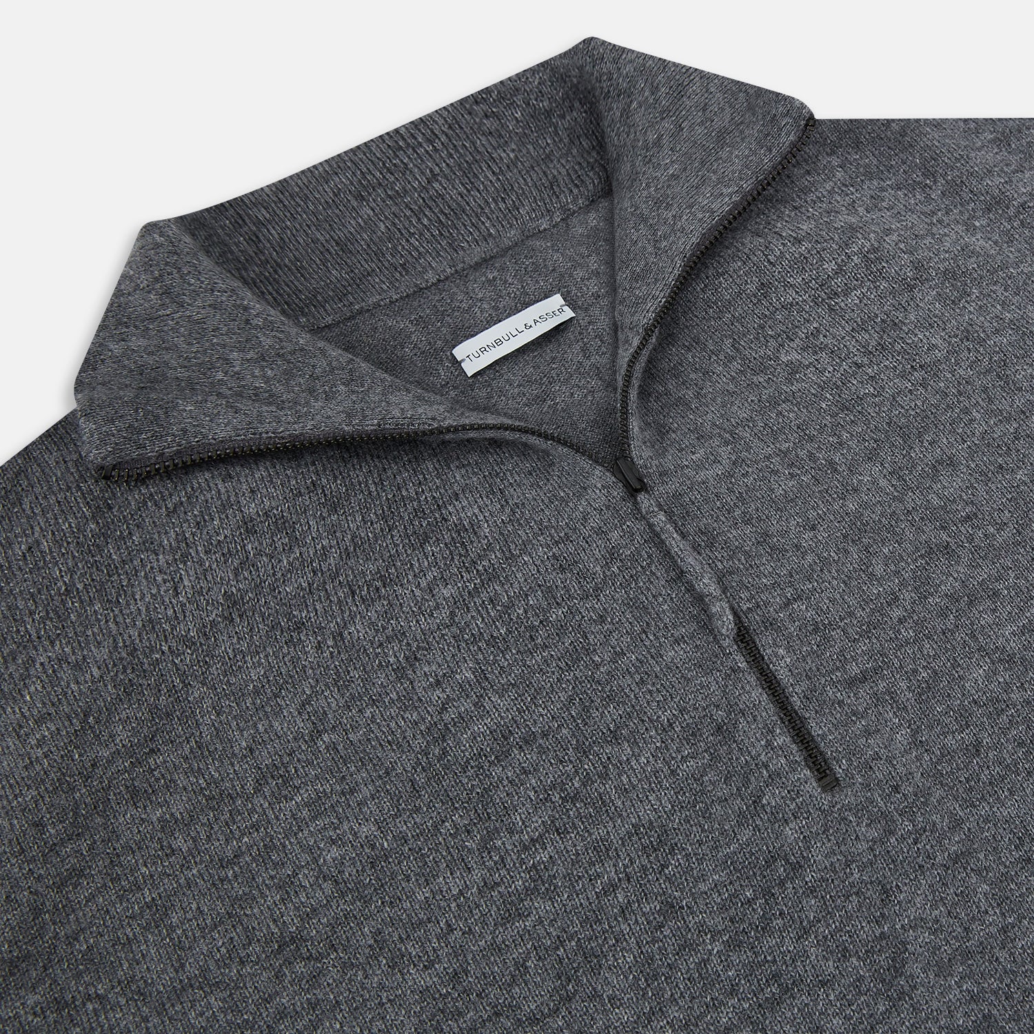 Slate Grey Melange Half-Zip Cashmere Jumper