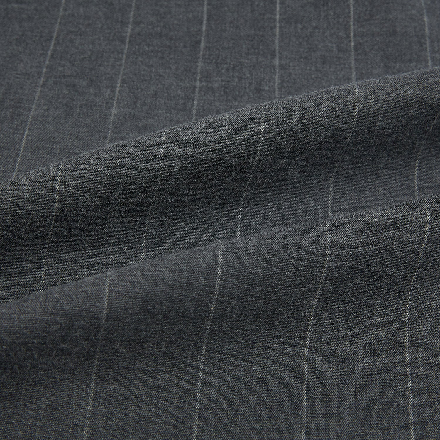 View 8 of product The Charcoal Melange Wide Stripe Westminster Shirt from Turnbull & Asser features long sleeves, a tailored fit, pointed collar, buttoned cuffs, and subtle wide stripes, shown laid flat on a white background.