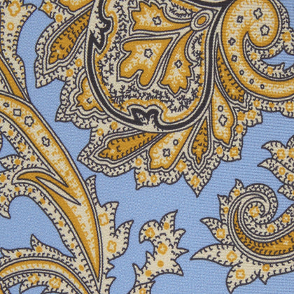 <div>Light Blue and Yellow Large Paisley Silk Tie</div> Image 2