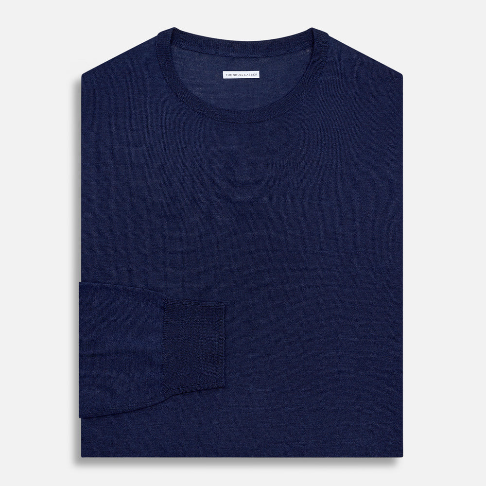 Navy Merino Round Neck Jumper