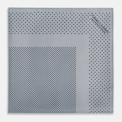 Grey Dot Silk Pocket Square Image 2