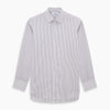 View 1 of product The Turnbull & Asser Red Multi Stripe Mayfair Shirt is a long-sleeve, button-up classic with a sharp collar and vibrant red multi stripes—an essential men's piece shown against a white background.