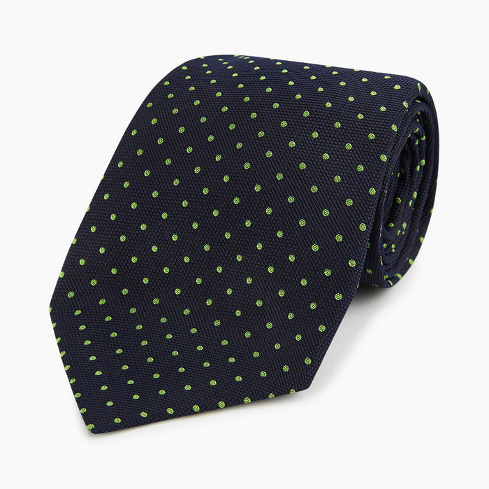 Green and Navy Micro Dot Silk Tie Image 4