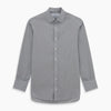 View 1 of product The Blue Fine Stripe Mayfair Shirt by Turnbull & Asser is a long-sleeve button-up with a sharp T&A collar and blue fine stripes, shown flat on a white background.