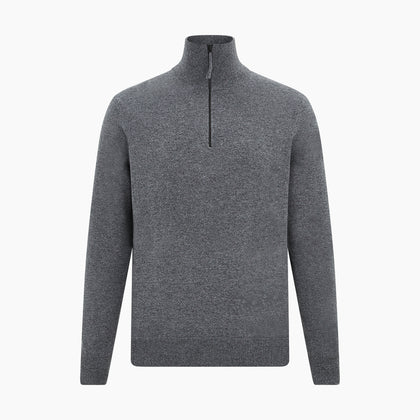 Slate Grey Melange Half-Zip Cashmere Jumper Image 4