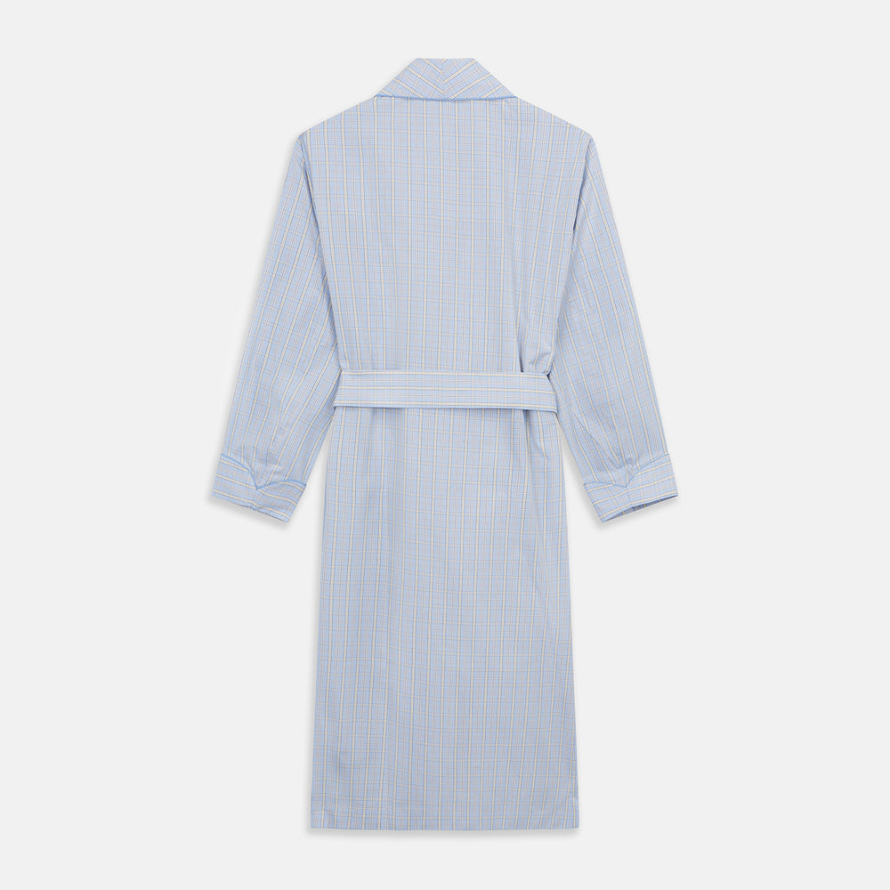 Blue and Yellow Check Poplin Cotton Dressing Gown Turnbull & Asser UK Blue and Yellow Check Poplin Cotton Dressing Gown Turnbull & Asser UK
