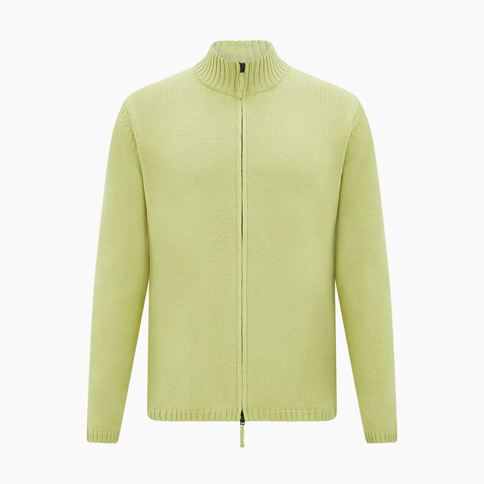 Melon Green Merino High Neck Zipped Cardigan Image 4