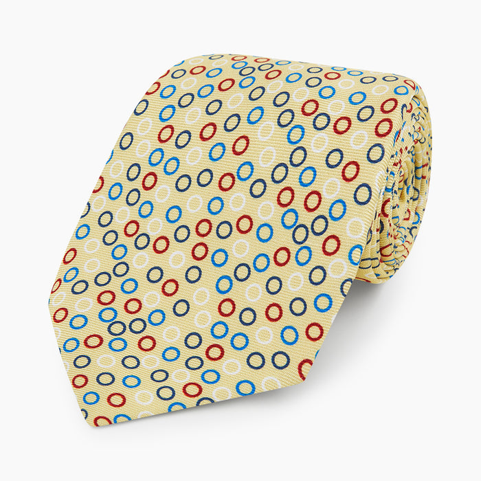 Multi-coloured Circle Yellow Silk Tie Image 4
