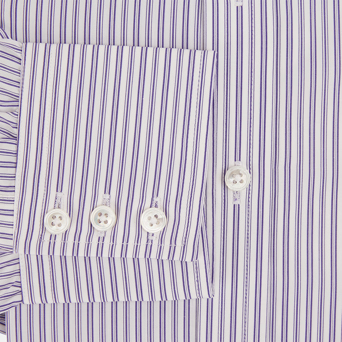 Purple Ticking Stripe Mayfair Shirt Image 3