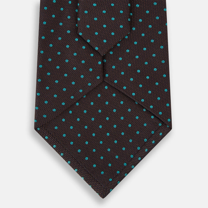 Turquoise and Forest Green Micro Dot Silk Tie Image 2
